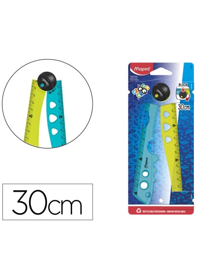 Regla maped plastico plegable croc croc blister de 1 unidad 15 cm + 1 unidad 30 cm