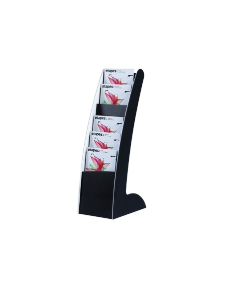 Expositor paperflow courbo slim de suelo movil doble cara 6 casillas color negro