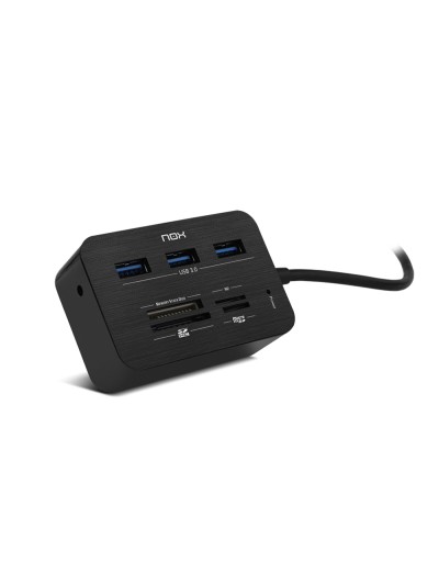 Hub nox con lector de tarjetas 3xusb 3.0 color negro