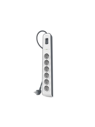 Regleta belkin bsv603vf2m de proteccion contra sobretensiones 6 tomas boton de apagado y encendido color