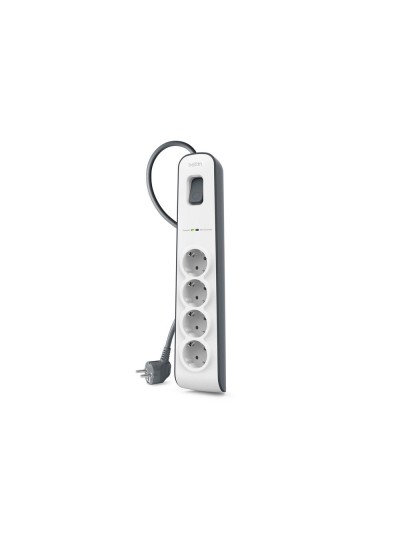 Regleta belkin bsv400vf2m de proteccion contra sobretensiones 4 tomas boton de apagado y encendido color