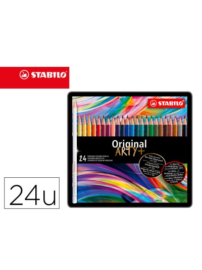 Lapices de colores stabilo acuarelables original arty estuche metalico de 24 colores surtidos