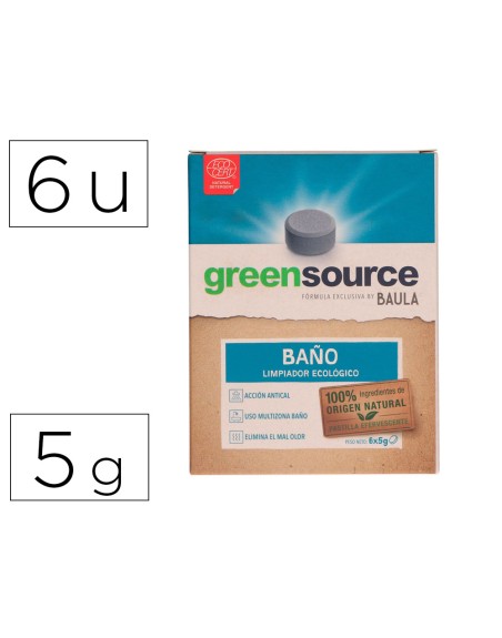 Limpiador de baños bunzl greensource ecologico pastilla de 5 gr paquete de 6 unidades
