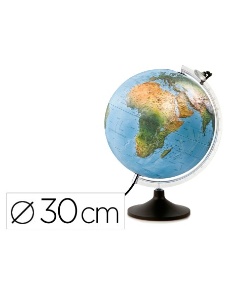 Globo terraqueo nova rico con luz uranio relieve base y meridiano con lupa diametro 30 cm