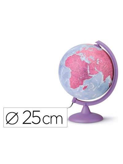 Globo terraqueo nova rico con luz base y meridiano color morado diametro 25 cm