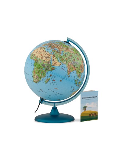 Globo terraqueo nova rico con luz safari base y meridiano color azul diametro 25 cm