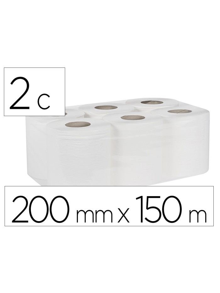 Papel secamanos bunzl greensource 2 capas celulosa blanca 200 mm x 150 mt paquete de 6 rollos Papel secamanos bunzl greensource 2 capas celulosa blanca 200 mm x 150 mt paquete de 6 rollos