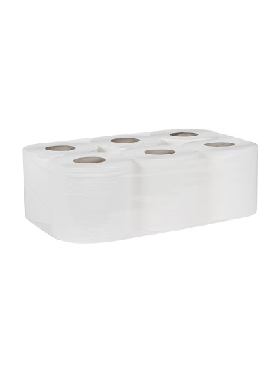 Papel secamanos bunzl greensource 2 capas celulosa blanca 200 mm x 150 mt paquete de 6 rollos