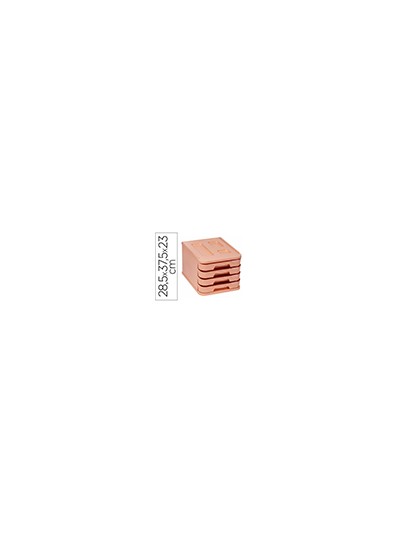 Fichero cajones de sobremesa faibo plastico 100% reciclable 4 cajones naranja pastel 28,5x37,5x23 cm