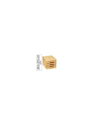 Fichero cajones de sobremesa faibo plastico 100% reciclable 4 cajones amarillo pastel 28,5x37,5x23 cm
