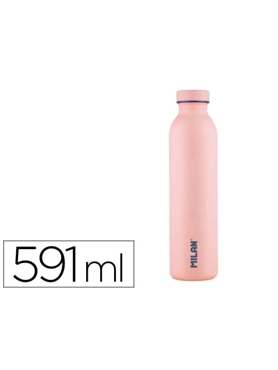 Botella portaliquidos milan acero inoxidable termo color rosa 591 ml