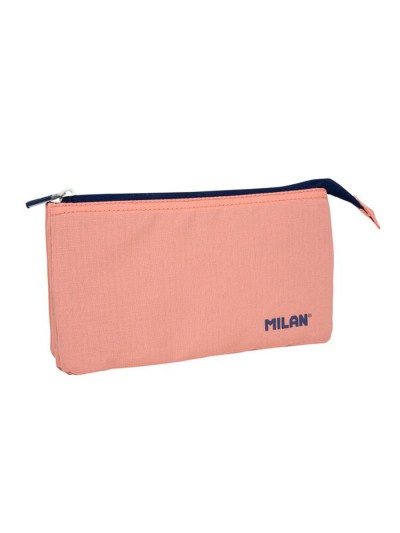 Bolso escolar portatodo milan 1918 collection 3 cremalleras y 5 compartimentos rosa 215x35x125 mm