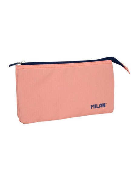 Bolso escolar portatodo milan 1918 collection 3 cremalleras y 5 compartimentos rosa 215x35x125 mm