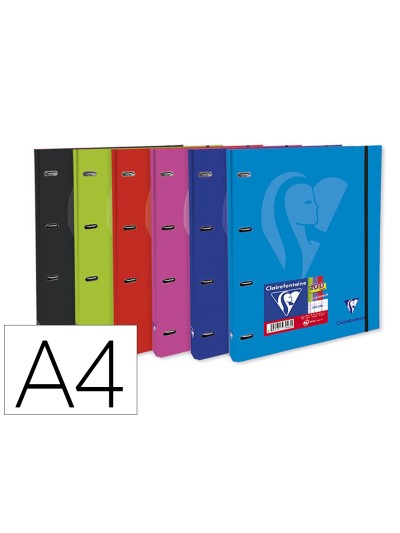 Carpeta clairefontaine mimesys 4 anillas 20 mm carton forrado din a4 con recambio colores surtidos
