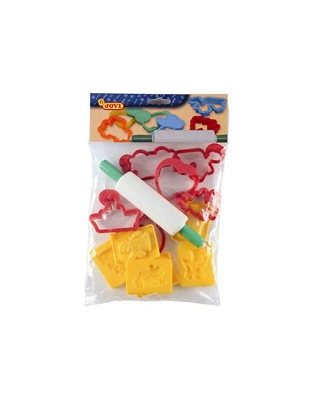 Juego jovi rodillo para plastilina + 12 moldes formas surtidas