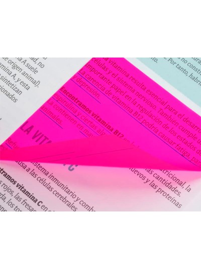 Bloc de notas adhesivas quita y pon milan 76x76 mm removible plastico translucido rosa fluor 50 hojas