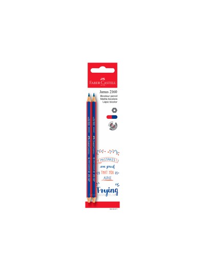 Lapices bicolor fino faber castell 2160-rb hexagonal rojo/azul blister de 2 unidades