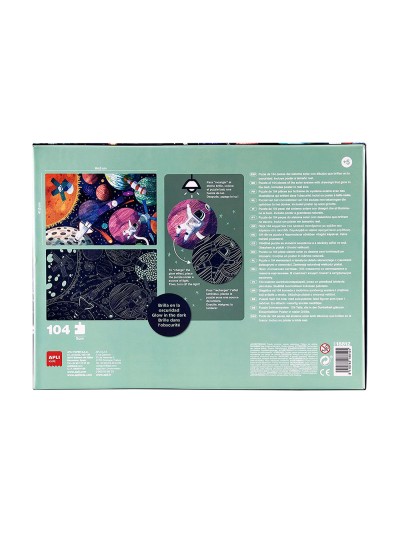 Puzle apli fluorescente sistema solar 104 piezas tamaño 5x5 cm