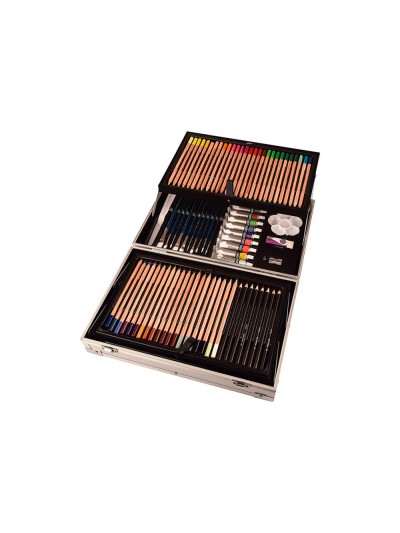 Maletin de pinturas daler rowney metalico 122 piezas 347x94x240 mm