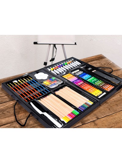 Set de pinturas daler rowney 163 piezas con caballete de aluminio plegable 500x70x727 mm
