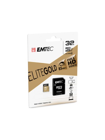 Memoria sd micro emtec class 10 gold con adaptador 32 gb