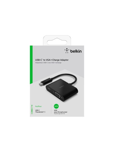 Adaptador belkin avc001btbk usb-c a vga + carga color negro