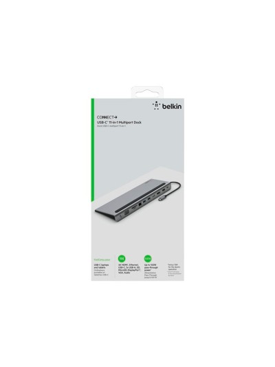 Hub belkin inc004btsgy multipuerto usb-c / hdmi / vga / usb-a / usb-c / ethernet / jack 3,5 mm color