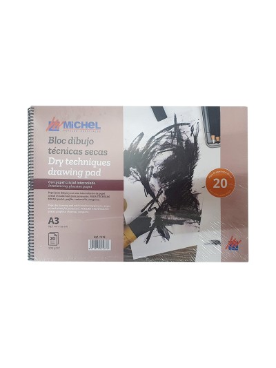 Bloc dibujo acuarela michel espiral din a3 con papel cristal intercalado 20 hojas 200 gr/m2 297x420 mm