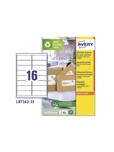 Etiqueta adhesiva avery blanca permanente reciclada 100% laser 99,1x33,9 mm caja de 240 unidades