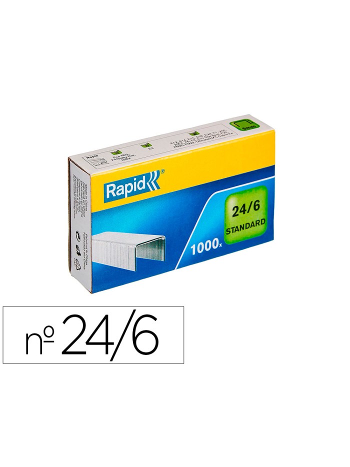 Grapas rapid 24/6 mm galvanizada caja de 1000 unidades Grapas rapid 24/6 mm galvanizada caja de 1000 unidades