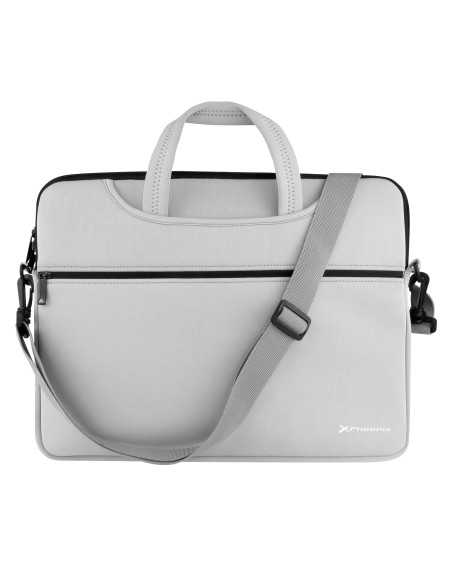 Funda maletin neopreno phoenix para portátil o tablet hasta 16 pulgadas interior terciopelo gris