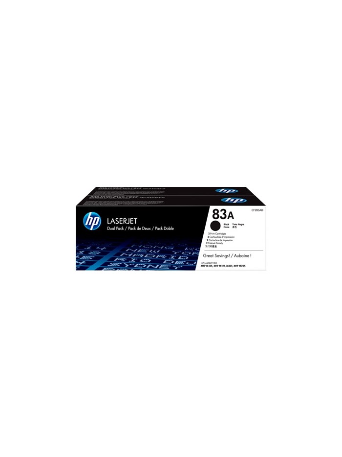Toner hp original laserjet 83a black pack - 2 cf283ad Toner hp original laserjet 83a black pack - 2 cf283ad
