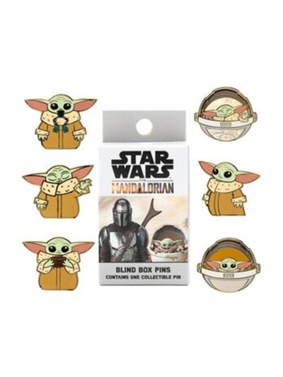 Caja sorpresa pin sello loungefly funko disney star wars the mandalorian grogu baby yoda mistery box