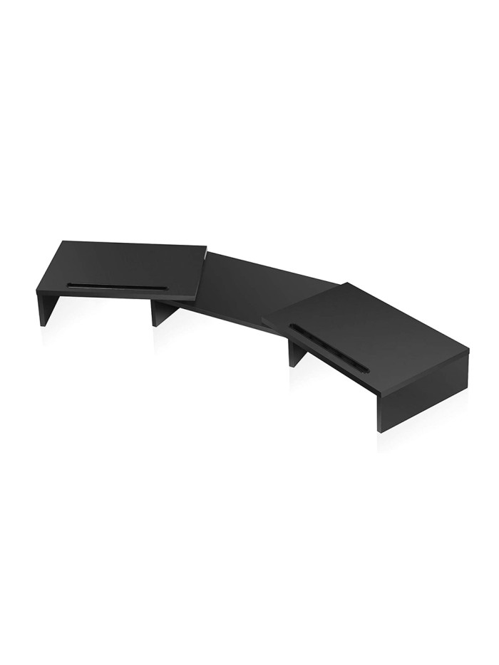 Soporte elevador 3 monitores portatil phoenix madera 2 alturas organizador de cables color negro Soporte elevador 3 monitores portatil phoenix madera 2 alturas organizador de cables color negro