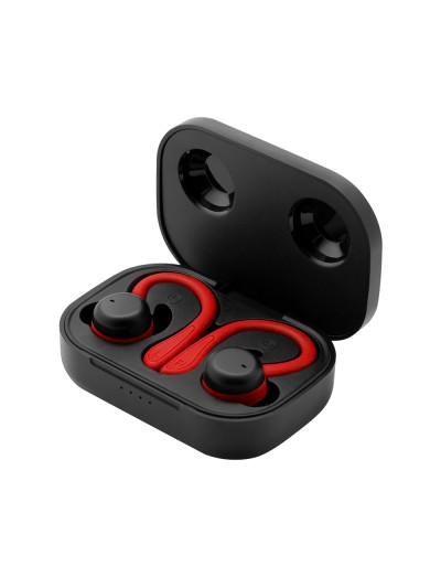 Auriculares deportivos spartan bluetooth 5.3 manos libres accesorios intercambiables detalles en rojo