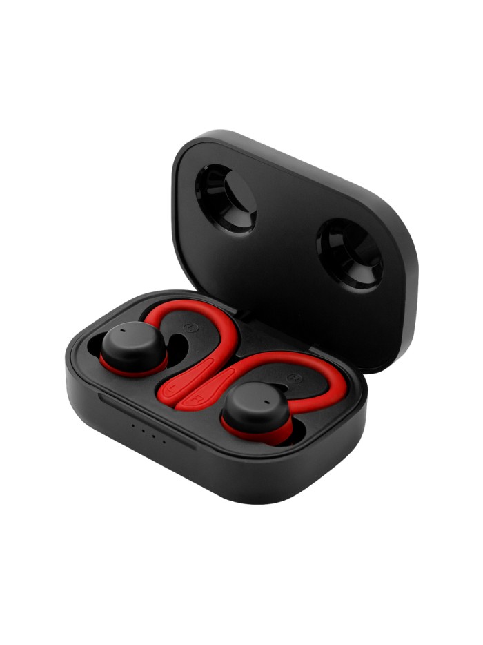 Auriculares deportivos spartan bluetooth 5.3 manos libres accesorios intercambiables detalles en rojo Auriculares deportivos spartan bluetooth 5.3 manos libres accesorios intercambiables detalles en rojo