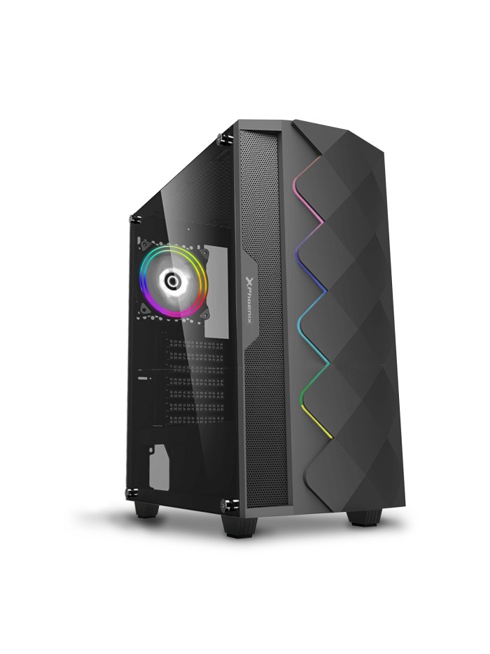 Caja gaming torre phoenix black diamond - cristal templado - tira argb - usb 3.0 - filtros antipolvo - incluye ventilador argb Caja gaming torre phoenix black diamond - cristal templado - tira argb - usb 3.0 - filtros antipolvo - incluye ventilador argb
