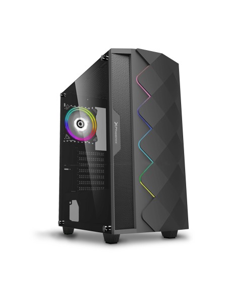 Caja gaming torre phoenix black diamond - cristal templado - tira argb - usb 3.0 - filtros antipolvo - incluye ventilador argb