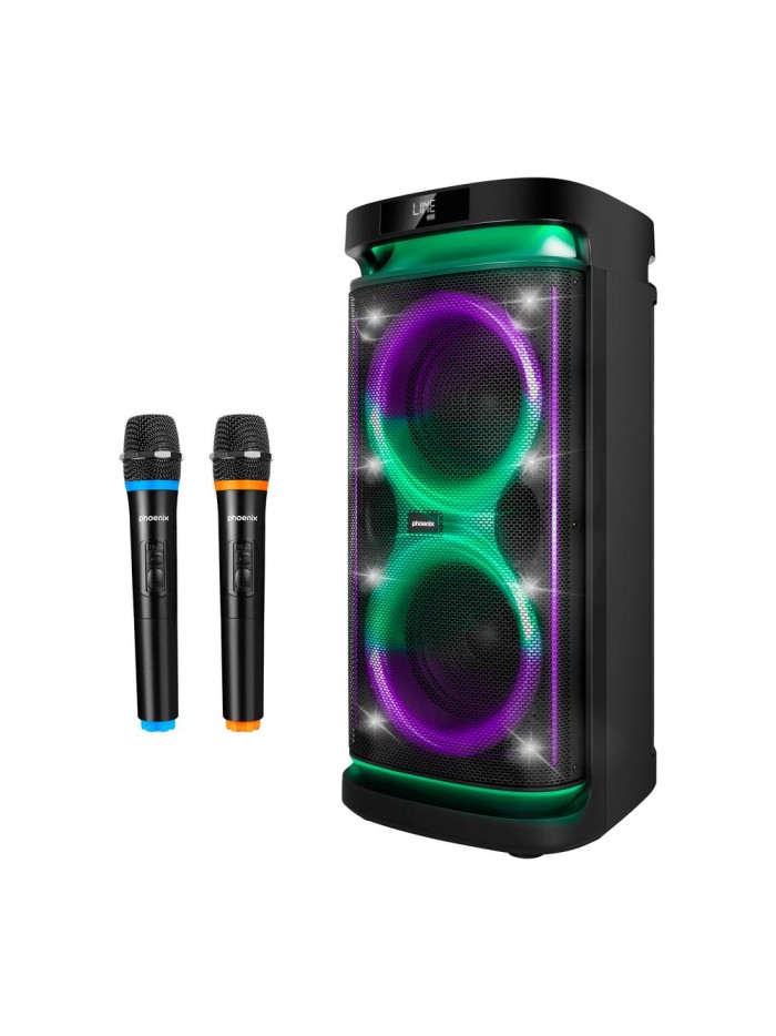 Altavoz rumbleboss xl phoenix 160w rms batería 7000 mah función karaoke 2 microfonos inalambricos incluidos Altavoz rumbleboss xl phoenix 160w rms batería 7000 mah función karaoke 2 microfonos inalambricos incluidos