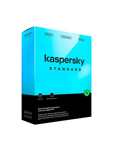 Antivirus kaspersky standard 10 dispositivos 1 año en caja