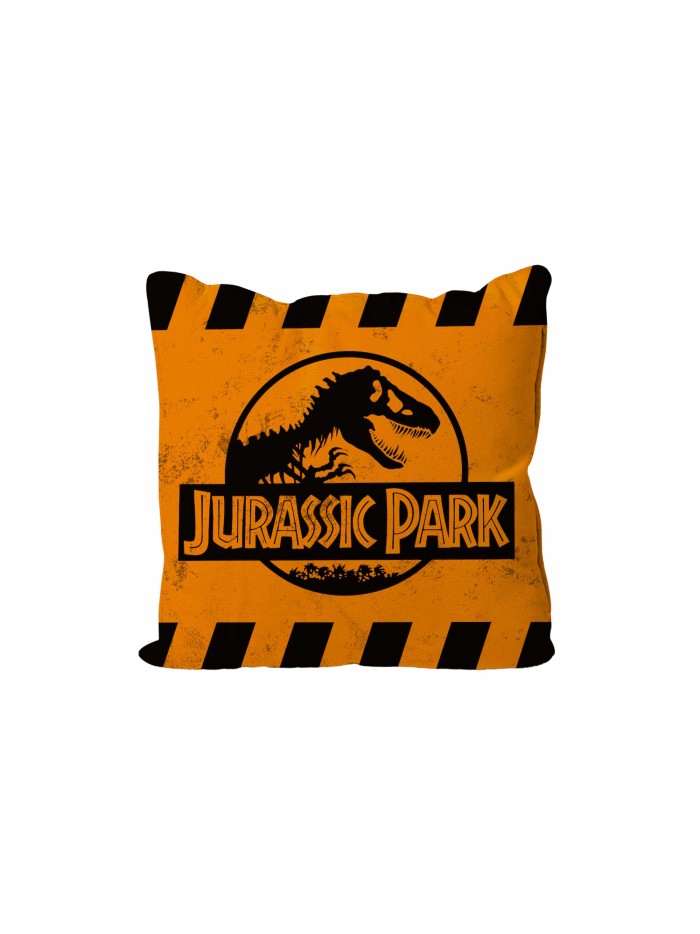 Cojin cuadrado caution logo naranja jurassic park envasado vacio Cojin cuadrado caution logo naranja jurassic park envasado vacio