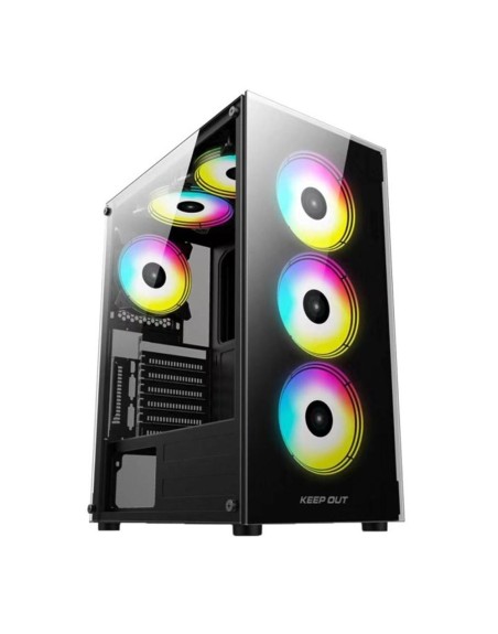 Caja ordenador gaming keep out xc - 210 glass atx argb cristal templado negro