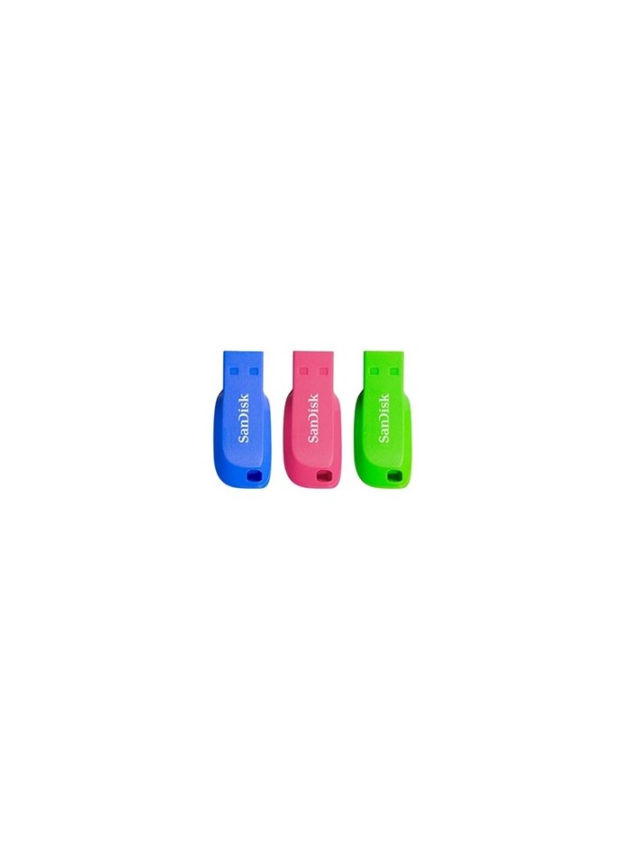 Memoria usb 2.0 sandisk 16gb cruzer blade pack 3 azul - verde - rosa Memoria usb 2.0 sandisk 16gb cruzer blade pack 3 azul - verde - rosa