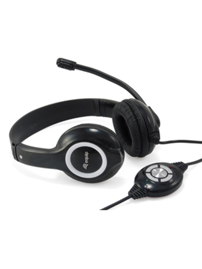 Auricular equip usb + microfono flexible control de volumen negro Auricular equip usb + microfono flexible control de volumen negro