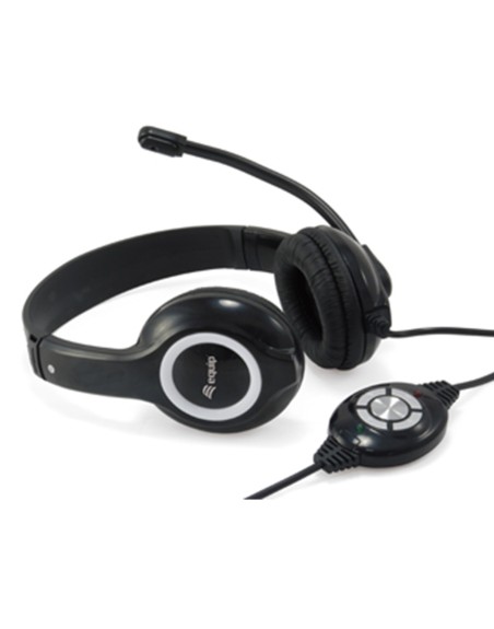 Auricular equip usb + microfono flexible control de volumen negro