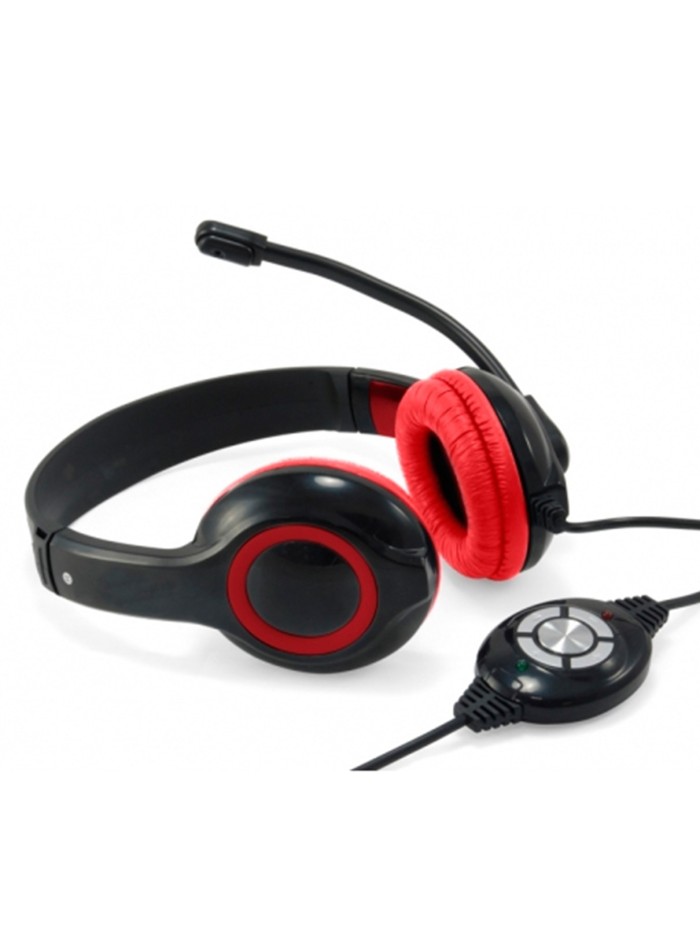 Auricular conceptronic usb + microfono flexible control de volumen negro - rojo Auricular conceptronic usb + microfono flexible control de volumen negro - rojo
