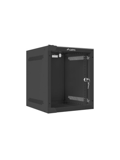 Armario lanberg mural rack 10 pulgadas 6u - 280x310 flat pack negro puerta cristal