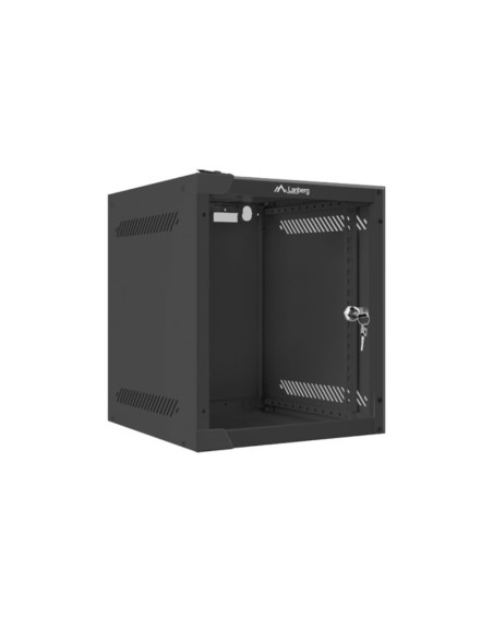 Armario lanberg mural rack 10 pulgadas 6u - 280x310 flat pack negro puerta cristal