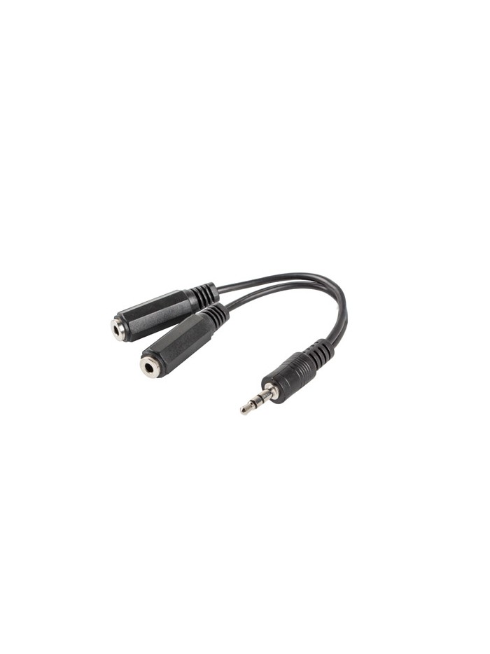 Adaptador lanberg jack stereo macho a jack stereo hembra x2 10 cm negro Adaptador lanberg jack stereo macho a jack stereo hembra x2 10 cm negro
