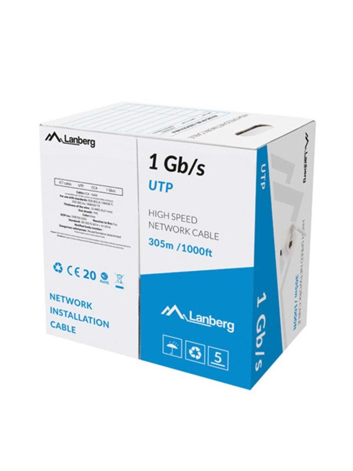 Bobina 1gb - s lanberg utp rj45 solido cca awg24 305m gris Bobina 1gb - s lanberg utp rj45 solido cca awg24 305m gris
